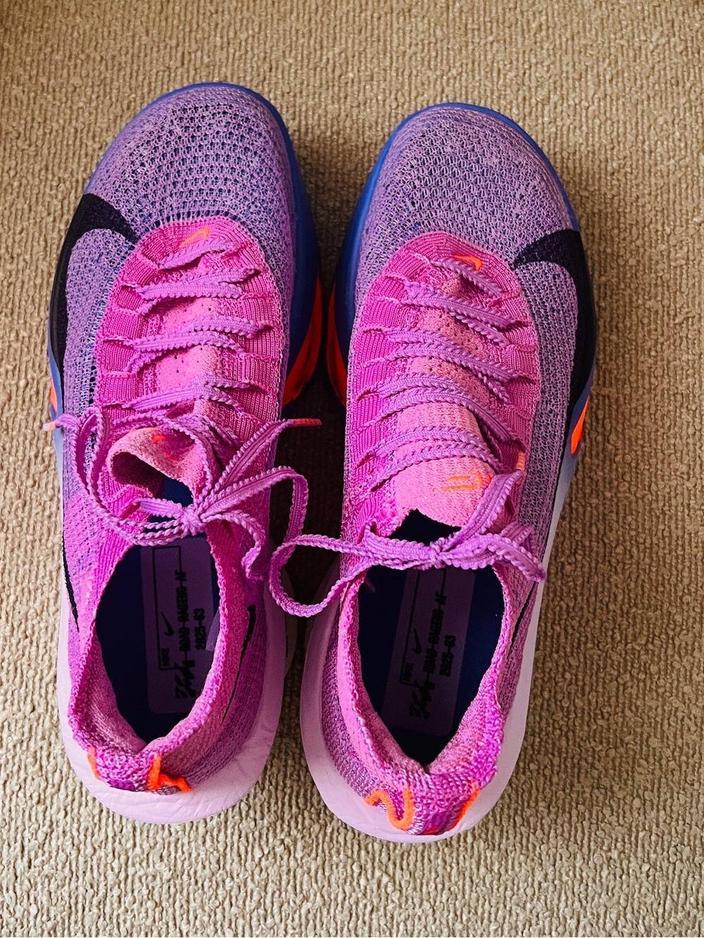 Nike Road Racing AF Running Shoes Womenโs 8 Pink Purple Neon Orange